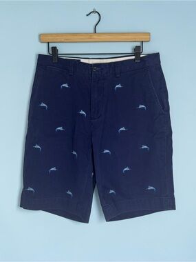 Polo Ralph Lauren Shorts Men's 30 Navy Blue Embroidered Swordfish Classic Chino